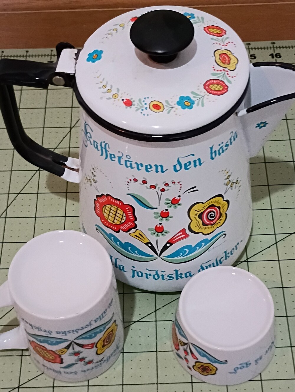 Vintage Berggren Enamel Coffee Set - White - Picture 5 of 7